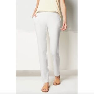 NWT J. Jill White Knit Pants PM 31" Affinity French Terry Slim Leg Front Pockets